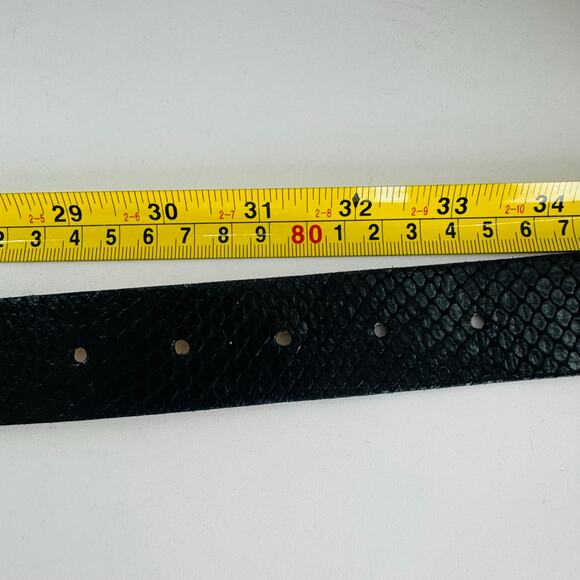 Banana Republic Black Leather Belt Sz Small Textured 1.5”Wide Silver Italy - Picture 7 of 8